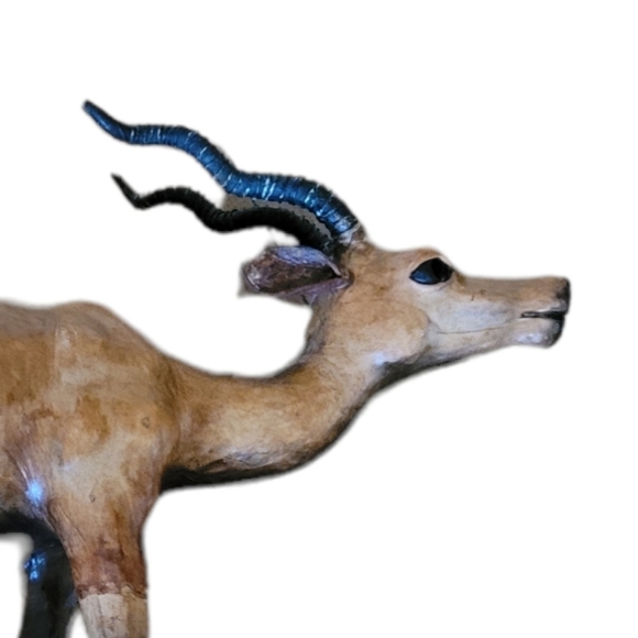 Vintage - 1960's Leather Wrapped Impala Statue - Picture 2 of 5